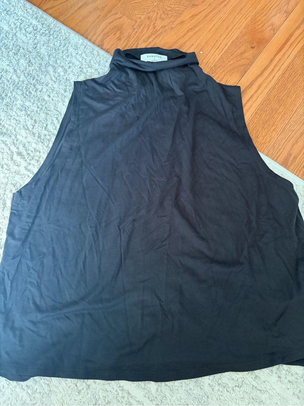 Babaton Black Sleeveless Mock Neck Top Small